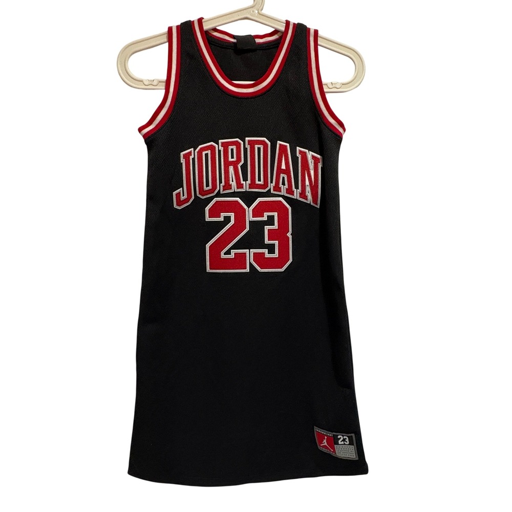 Jordan Jersey Dress 23 Michael Jordan Black Red Sleeveless Girls Size M 8-10